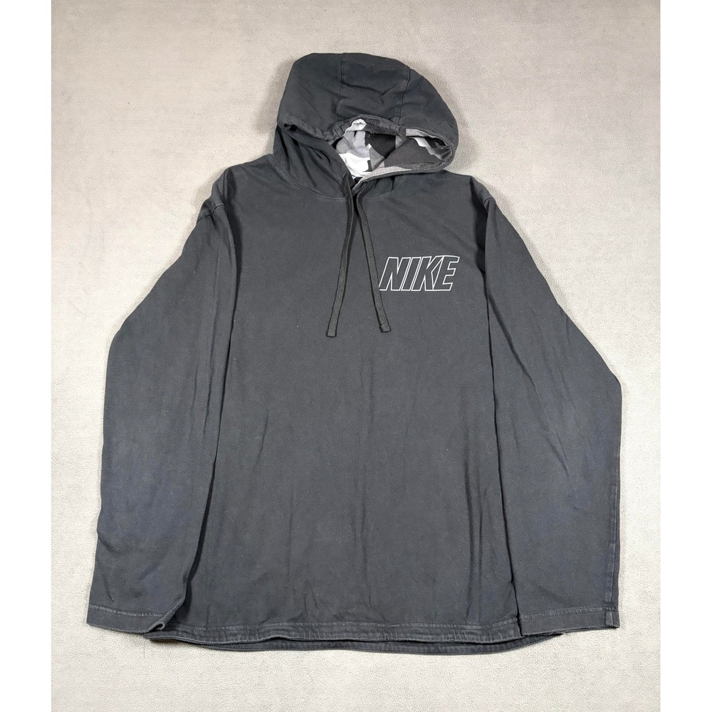Nike Hoodie Mens XL Black Camo Block Pullover Lightweight Long Sleeve